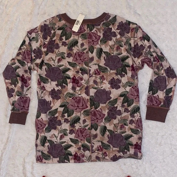 NWT Simply Noelle Mauve Floral Long Sleeve Top - Picture 4 of 4